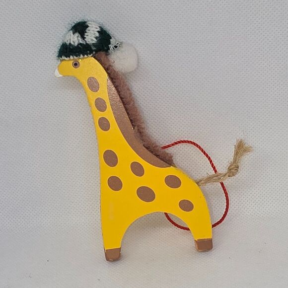 Set of 4 Wooden Christmas Animal Ornaments - Giraffe, Monkey, Lion & Dinosaur - Picture 3 of 15